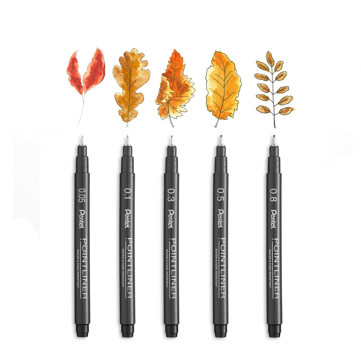 Pentel "Pointliner" 8er Set (0,03-0,8mm) Black