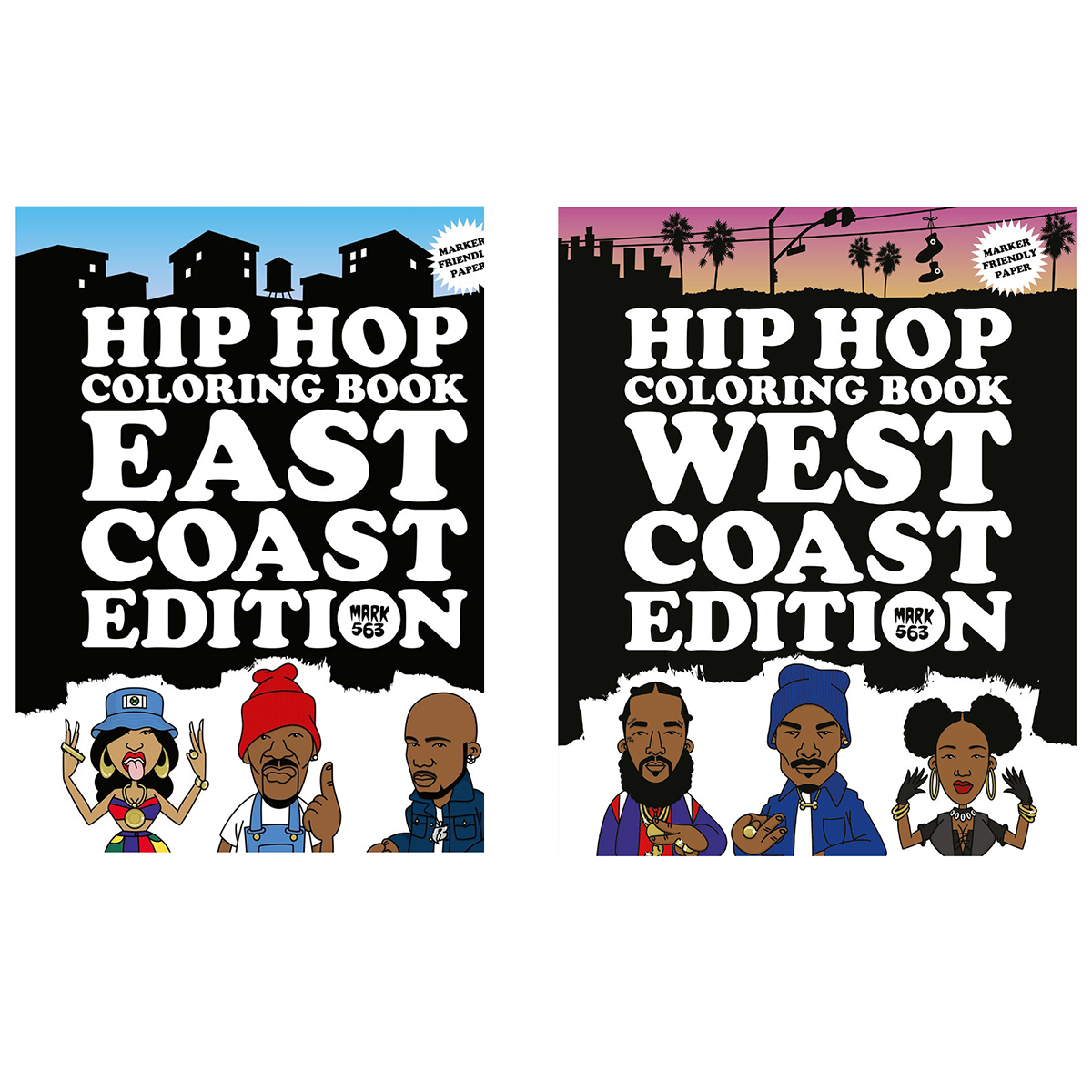 Ausmalbuch-Set "2 Hip Hop Coloring Books" - West Coast + East Coast Edition