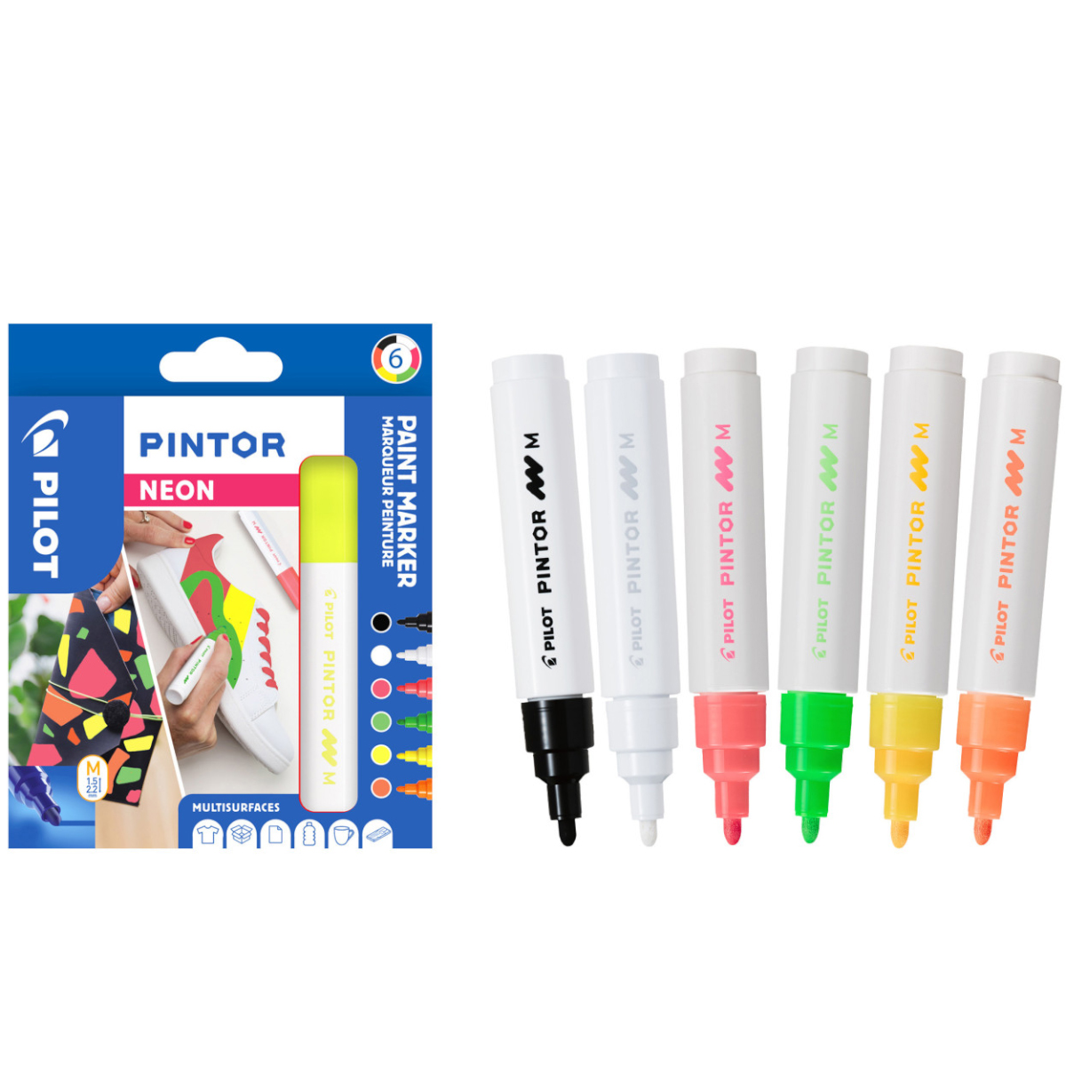 Pilot "Pigmentmarker Pintor 6er Set Medium" (1,4mm) Neon