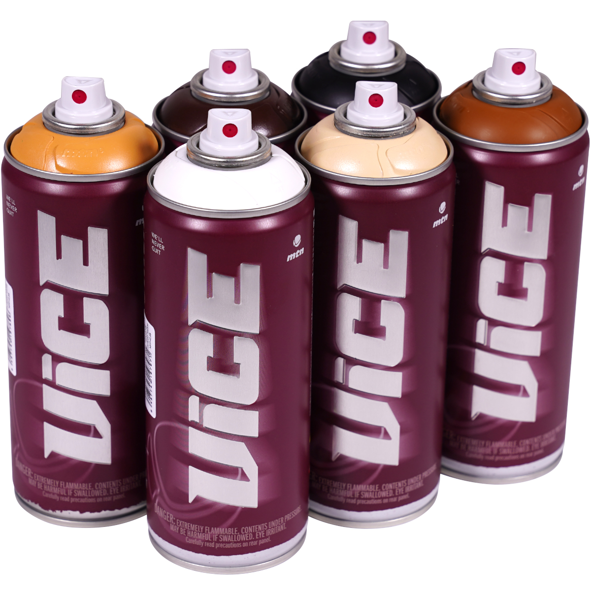 MTN "Vice" Sixpack Black, White & Brown (6x400ml)