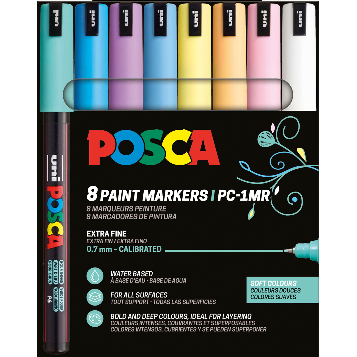 Uni Posca "PC-1MR" Marker 8er Set (0,7mm) - Soft