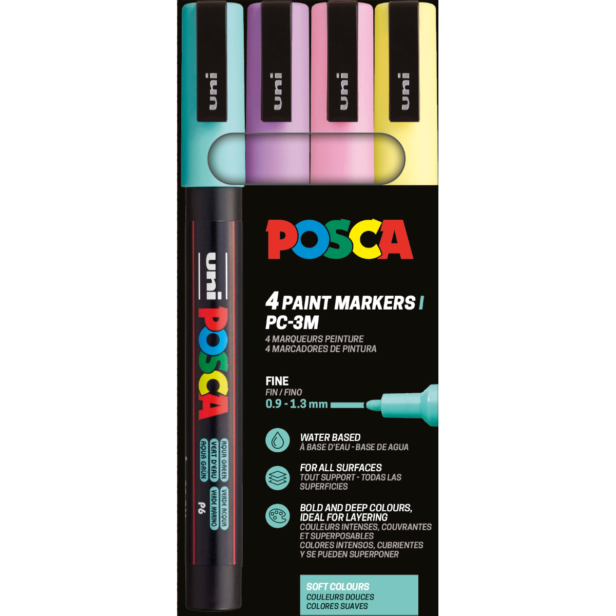 Uni Posca "PC-3M" Marker 4er Set (0,9-1,3mm) - Soft