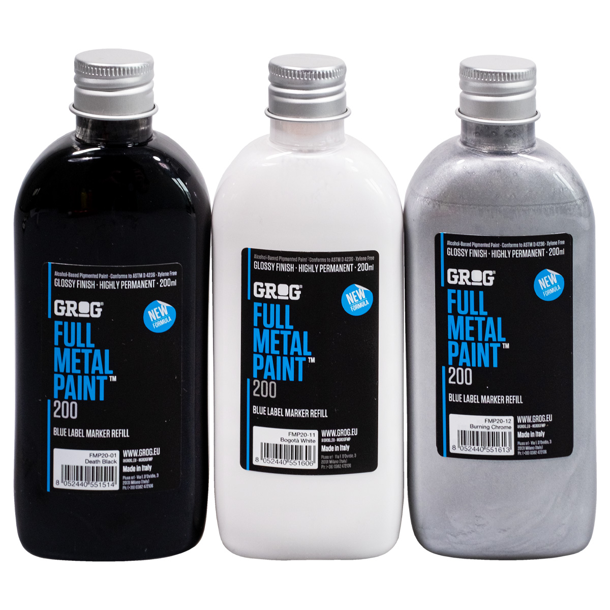 Grog "Full Metal Paint 3er Set - Monochrome" (3x200ml)