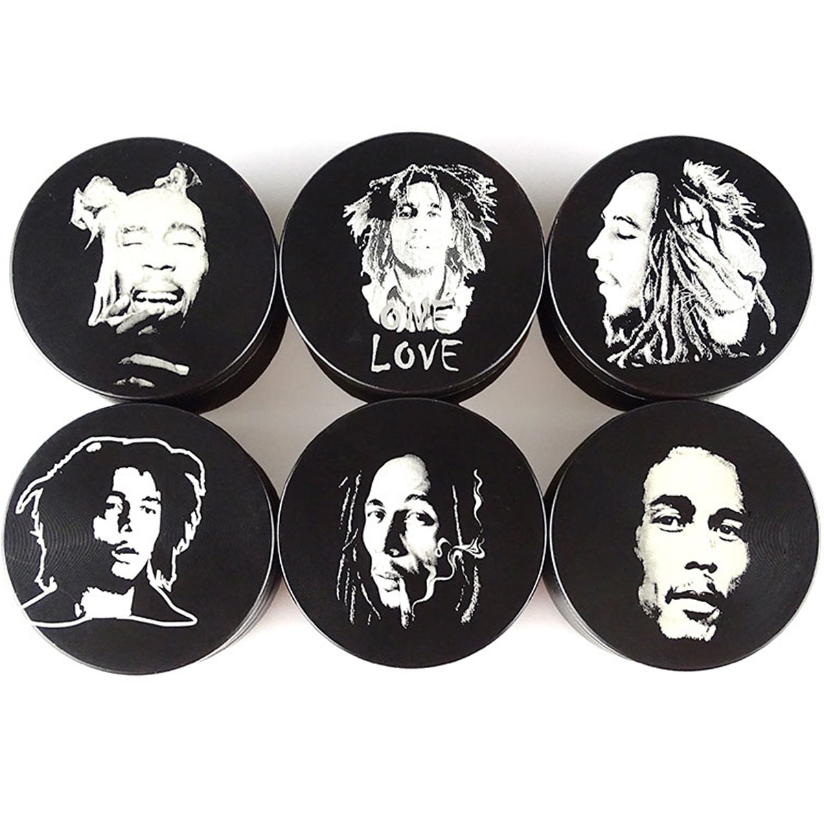 Excellent "Bob Marley Grinder Aluminium" 4-teilig, zufälliges Modell