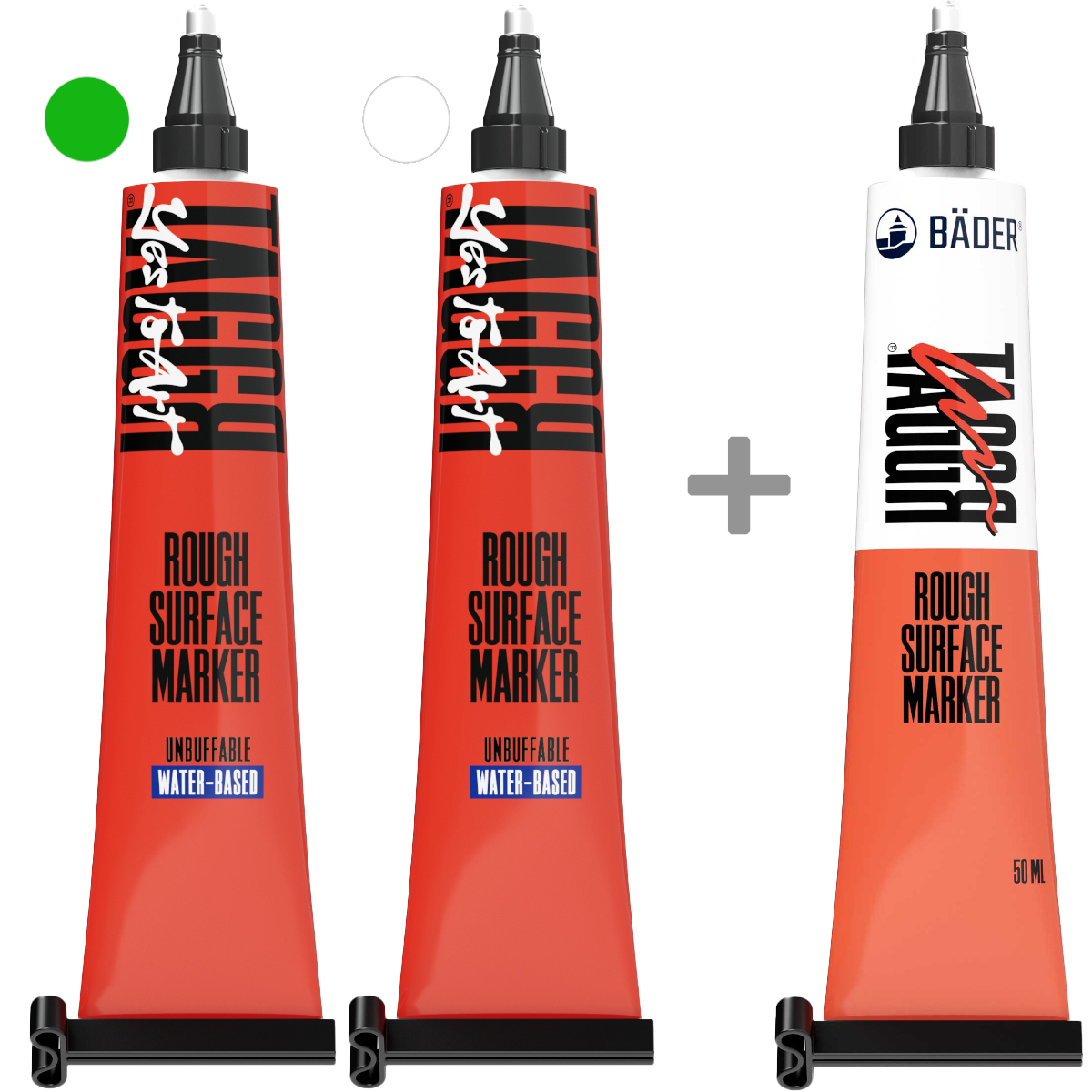 Bäder "TAGGR 2+1 Tubenmarker 3er Set" (2,5mm) Green, White & Random