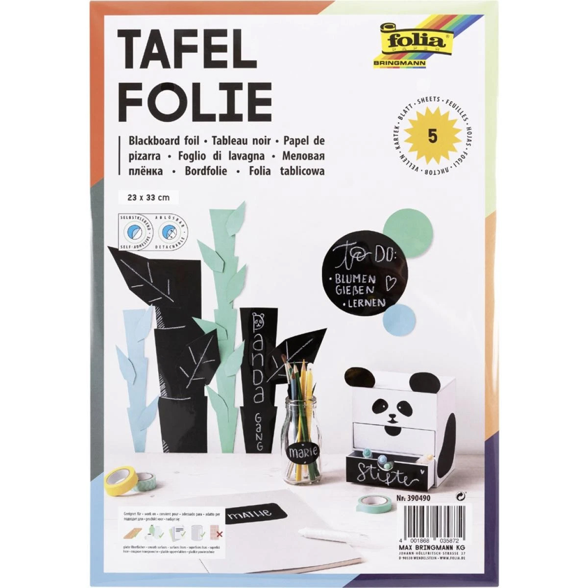 Folia "Tafelfolie" Blackboard foil 230x330mm (5 Blatt)