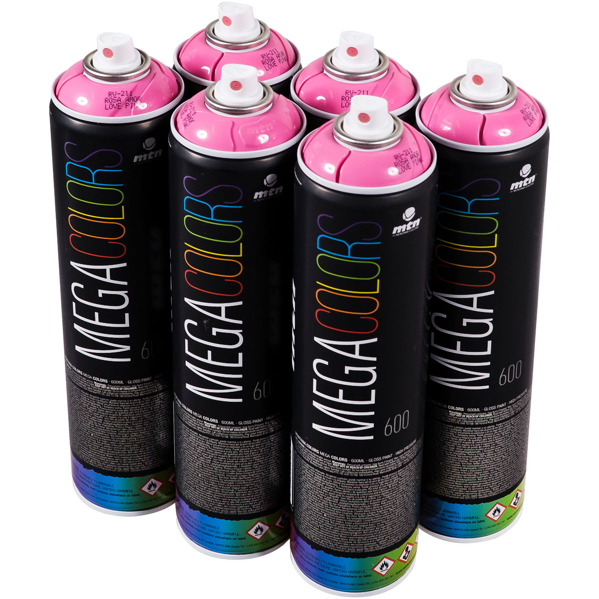 MTN "Mega Colors - One Color Sixpack - Love Pink RV-211" (6x600ml)