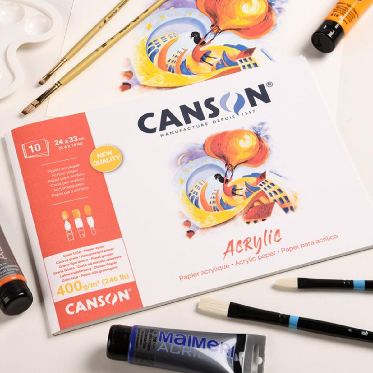 Canson "Zeichenblock Acrylic" Querformat 24x33cm (10 Seiten) 400g/m²