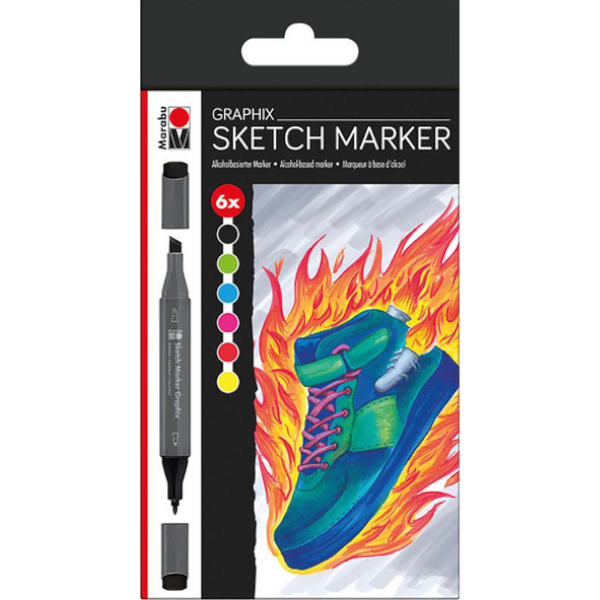 Marabu "Colour Graphix Sketch Marker" Twin-Sketchmarker 6er Set (1,5-7mm)