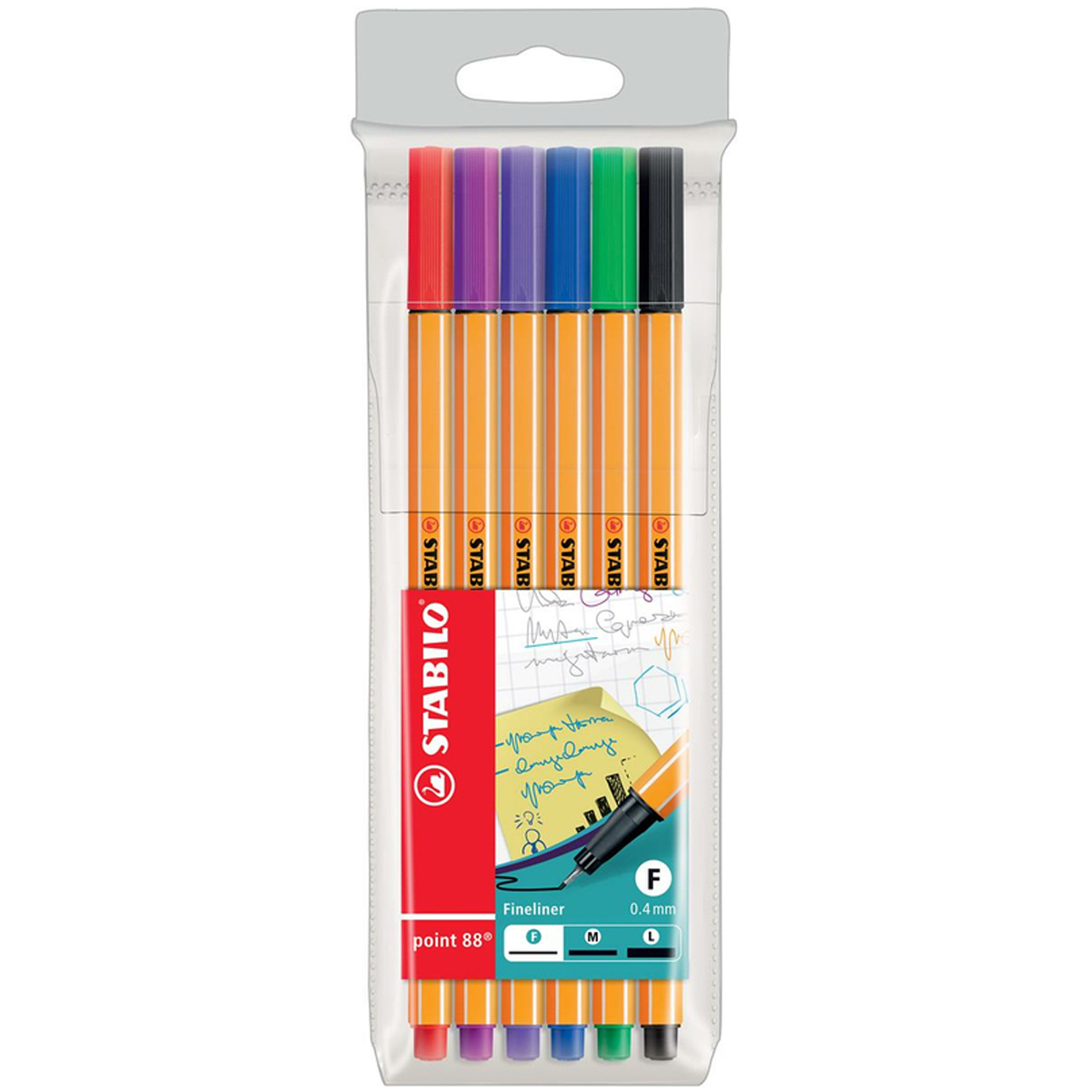 Stabilo "Fineliner Point 88" (0,4mm) - 6er Etui Strong
