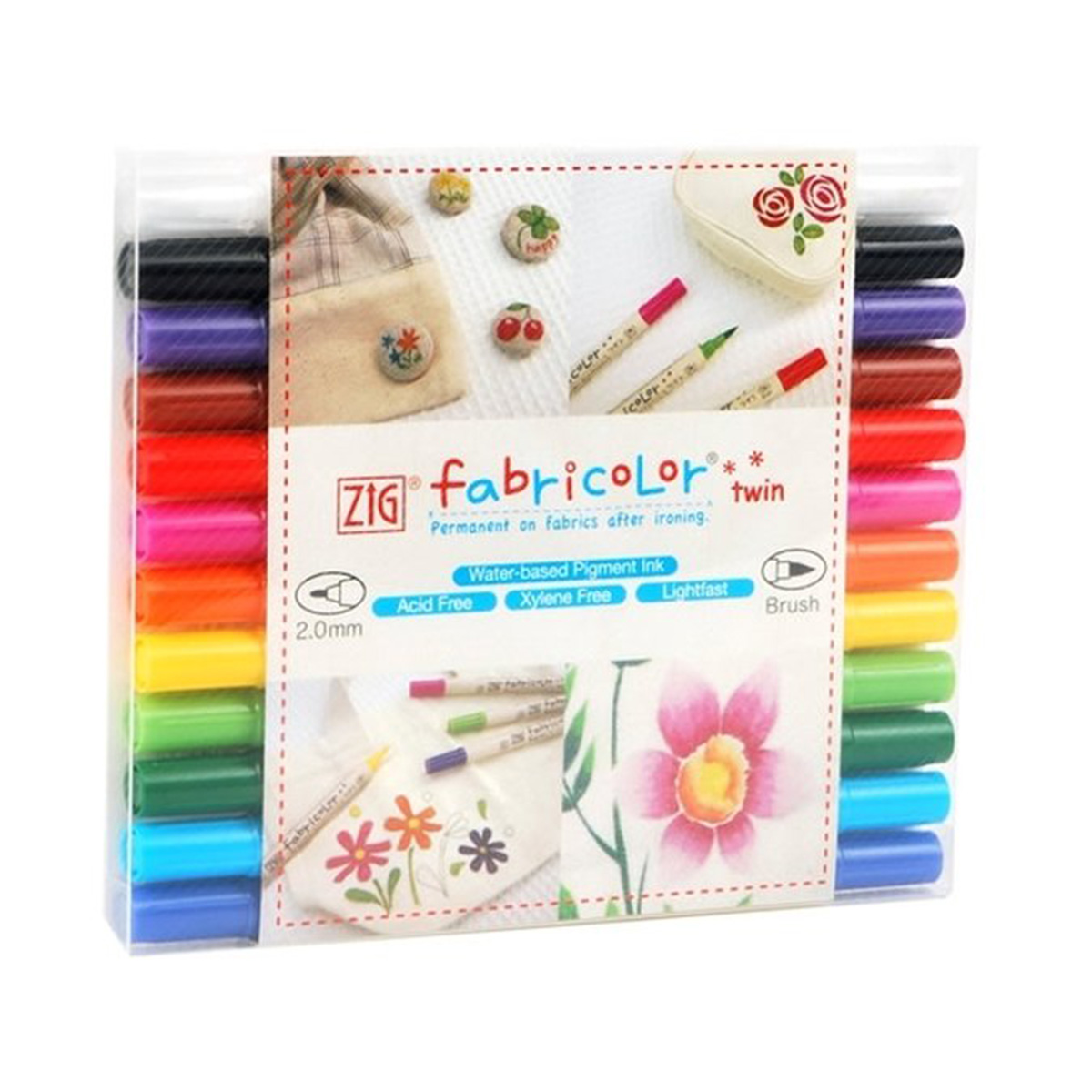 ZIG "Fabricolor Twin" Textilmarker 12er Set