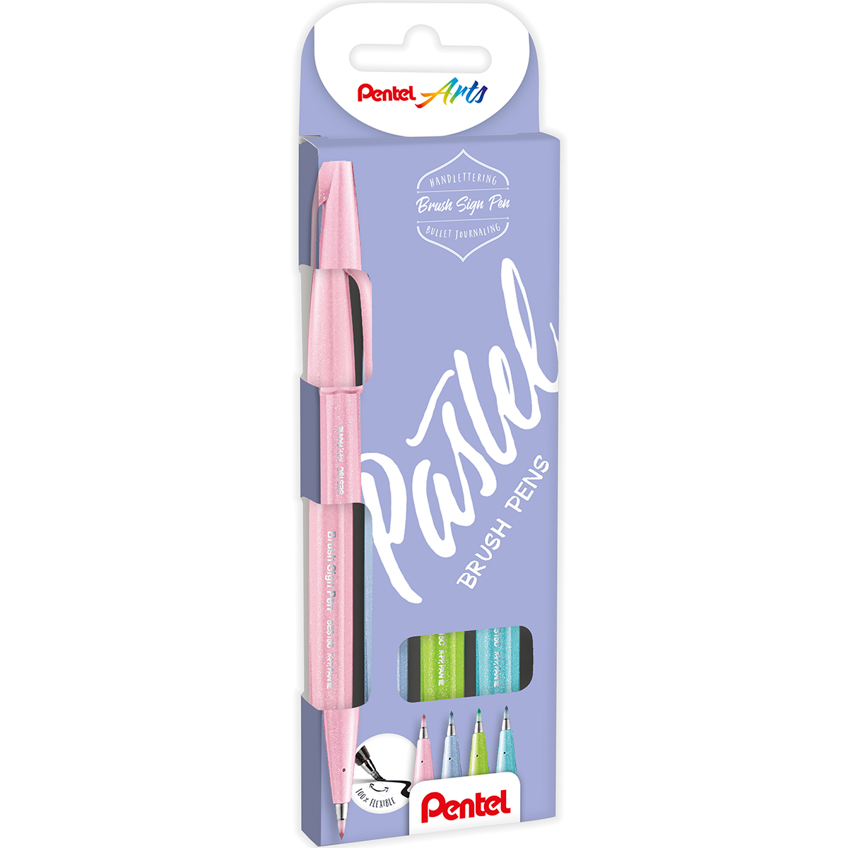 Pentel "SES15" Arts Brush Sign Pen Handlettering Pastel 4er Set (1-4mm)