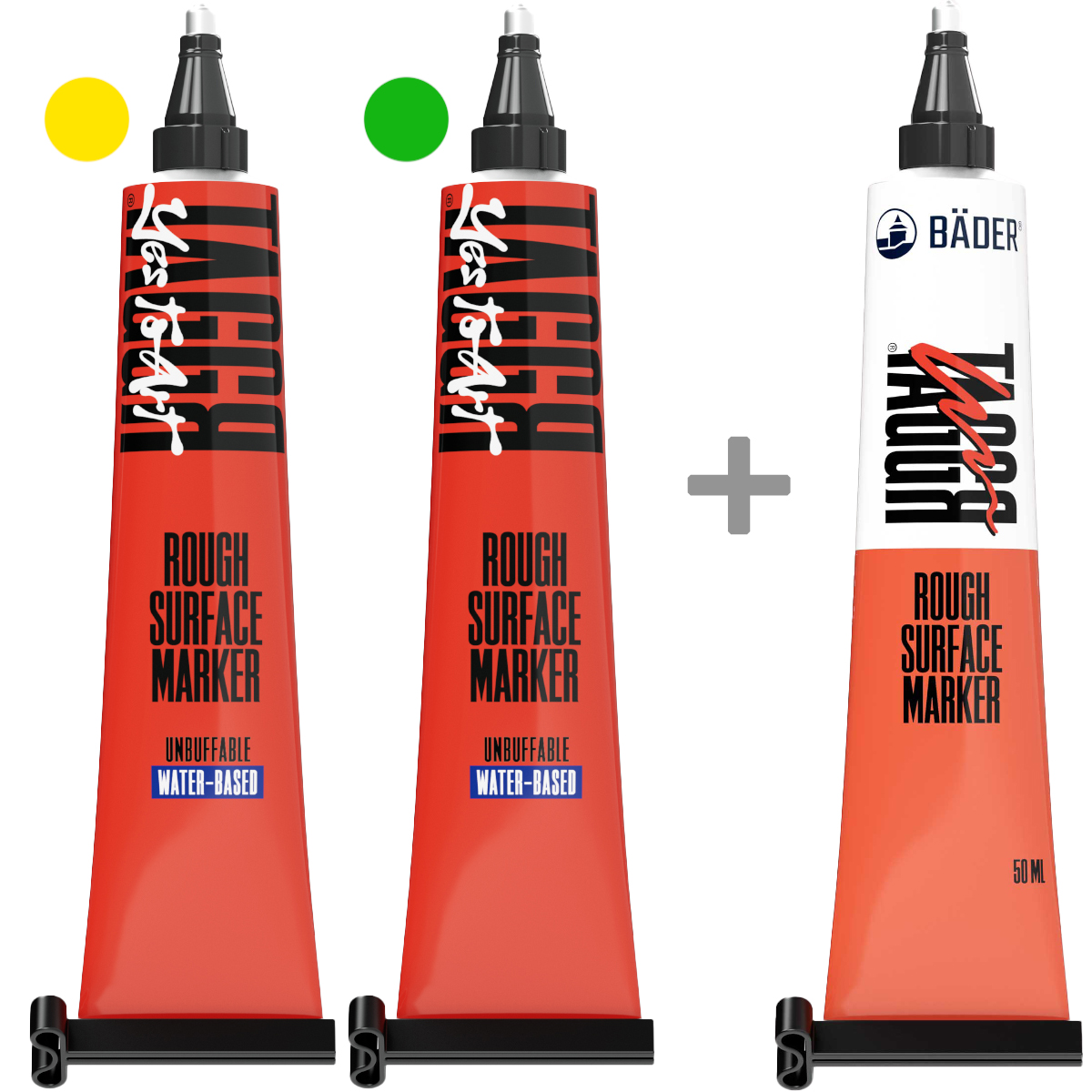 Bäder "TAGGR 2+1 Tubenmarker 3er Set" (2,5mm) Yellow, Green & Random