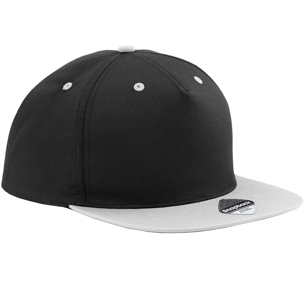 Beechfield B610C "5 Panel Contrast" Snapback Cap Black/Grey