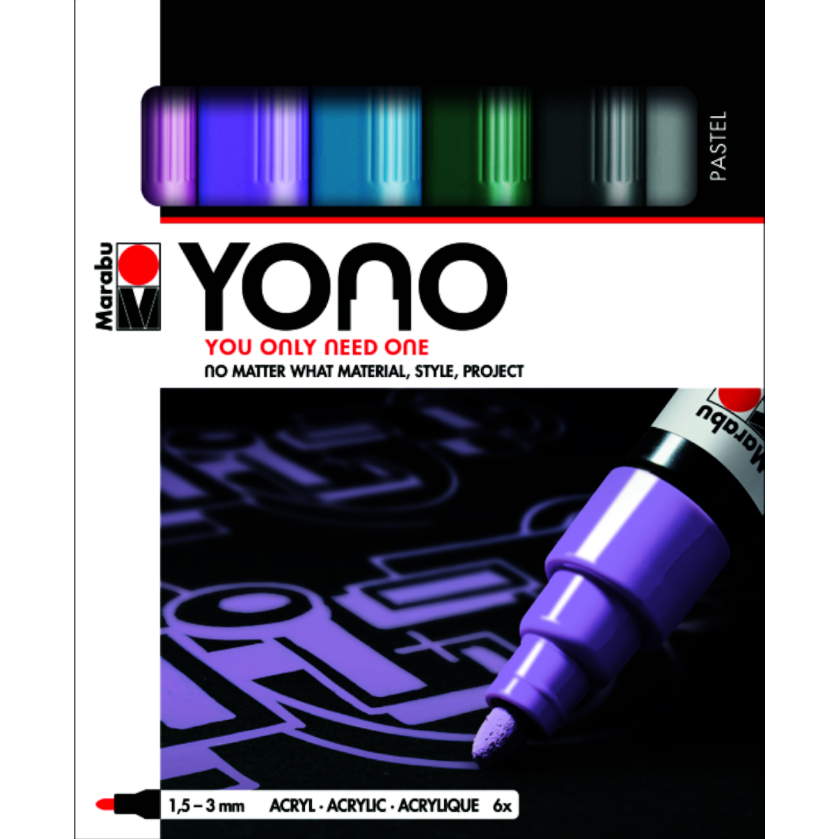 Marabu "YONO" Pastel Acrylic Marker 6er Set (1,5mm - 3mm)
