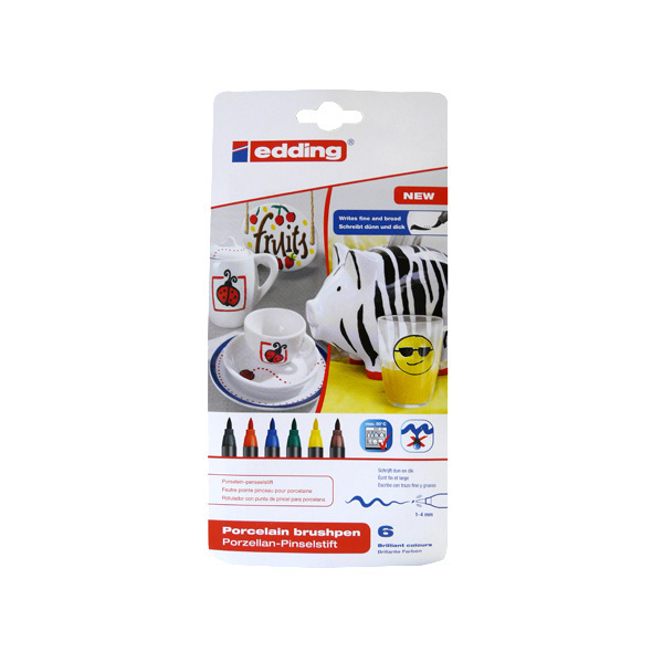 Edding "4200" Porzellan Brush Marker 6er Set (1-4mm)