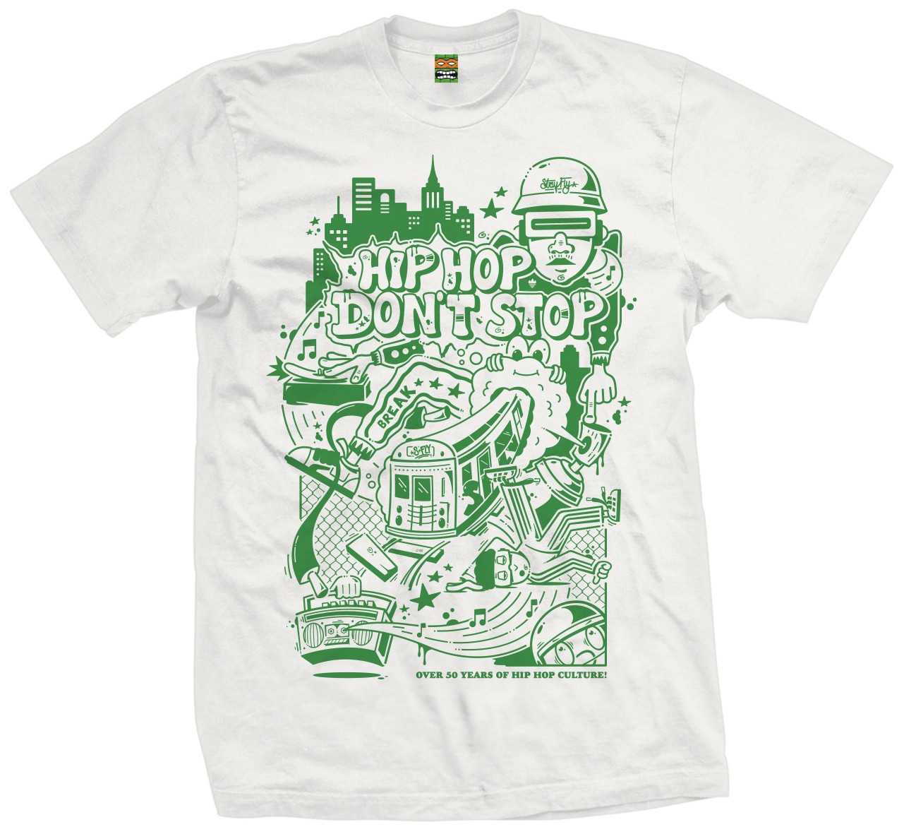 S-Fly T-Shirt "Hip Hop don´t stop" White/Green