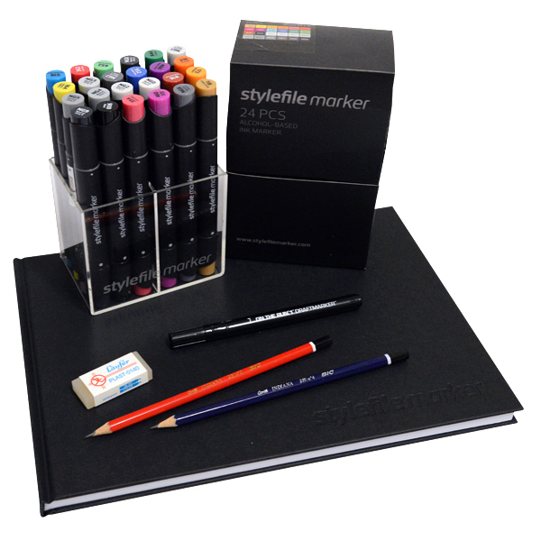 Stylefile Twin Marker "24er Basic Set inkl. A4 Black Book"