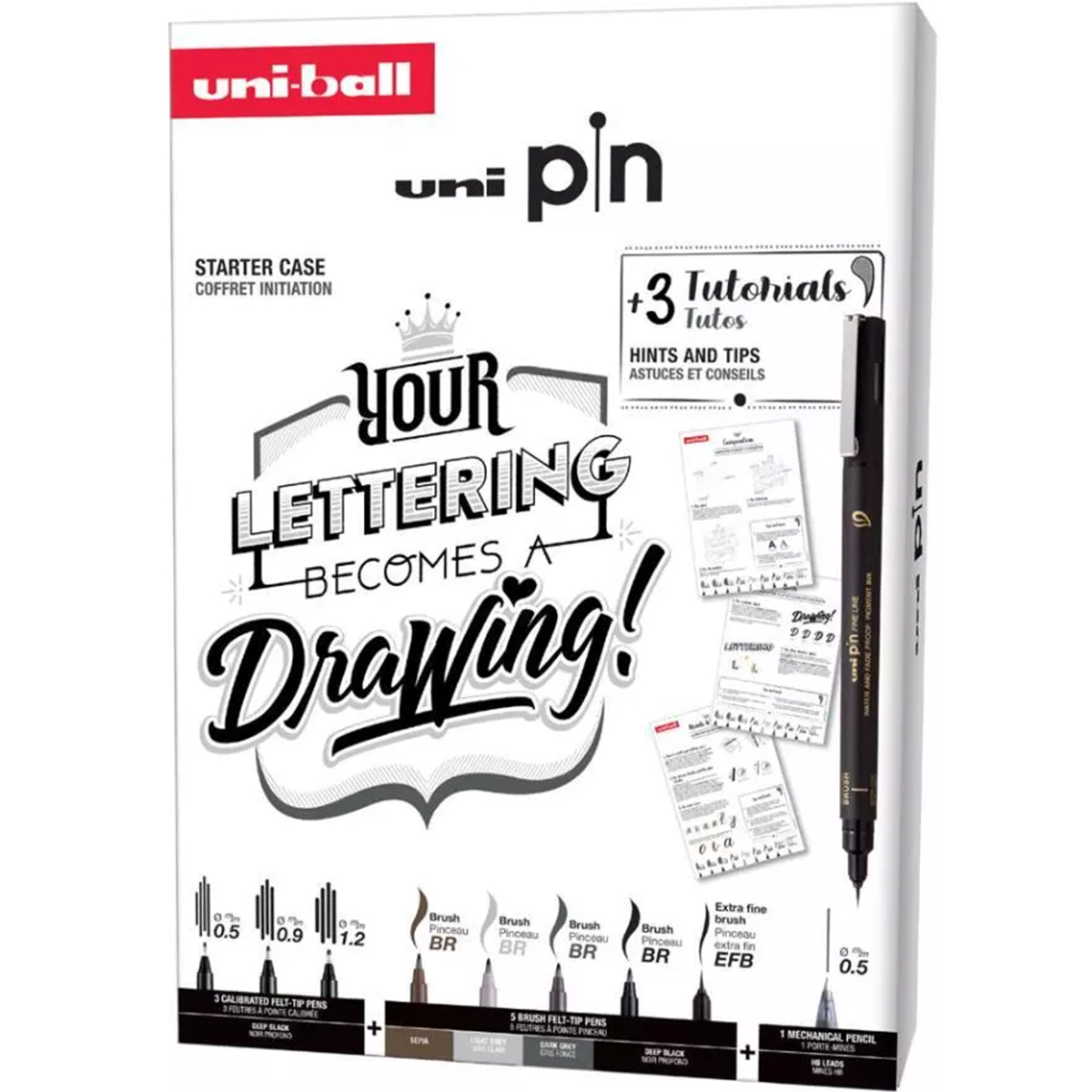 Uni-Ball "Lettering Starterset Uni PIN" 9er Koffer