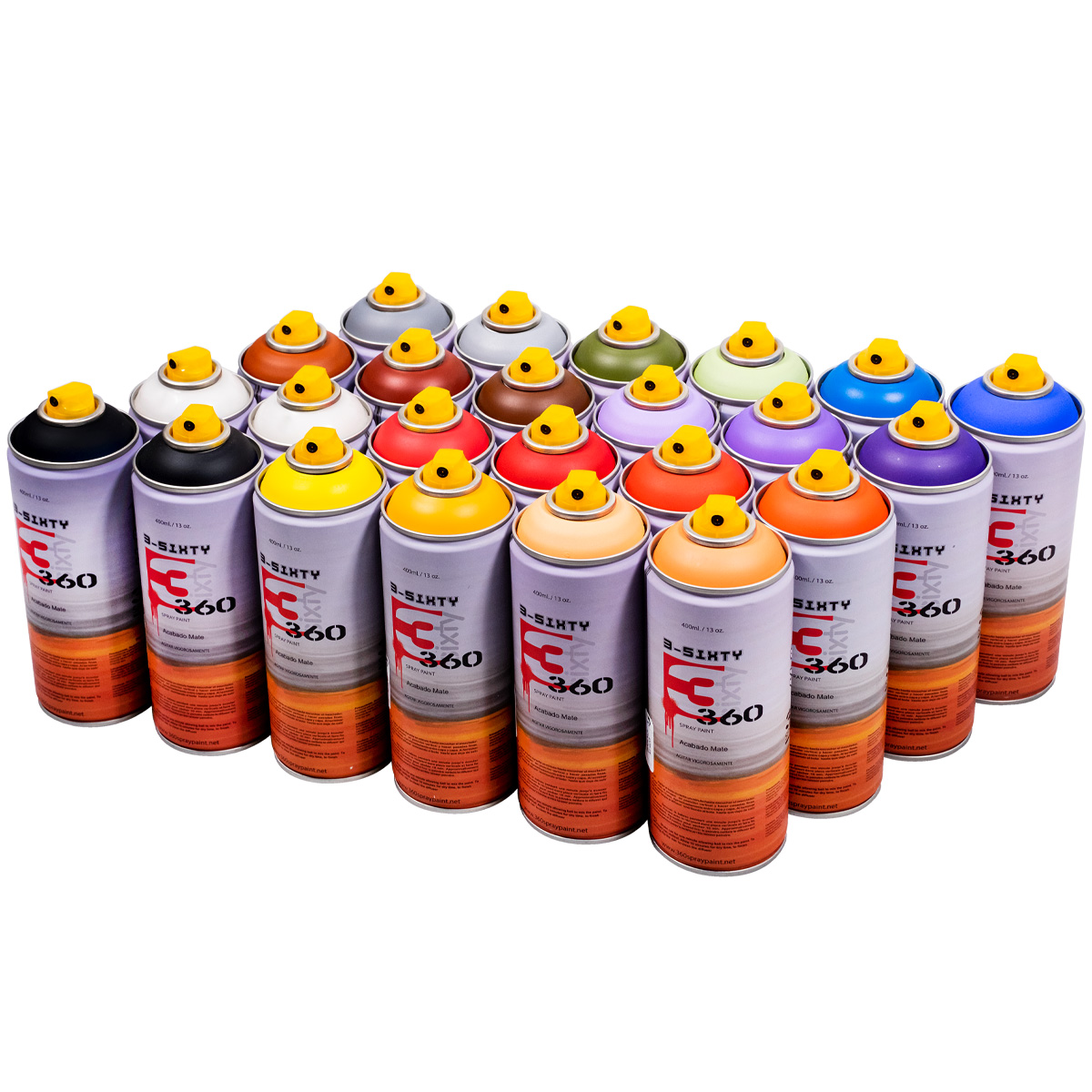 360 Spraypaint "Acabado Mate 24er Paint Box - Mixed Tones I" (24x400ml)