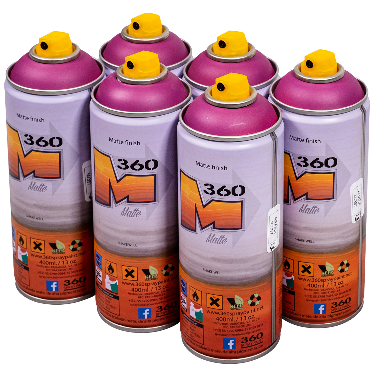 360 Spraypaint "Acabado Mate One Color Sixpack - Arana M/387" (6x400ml)