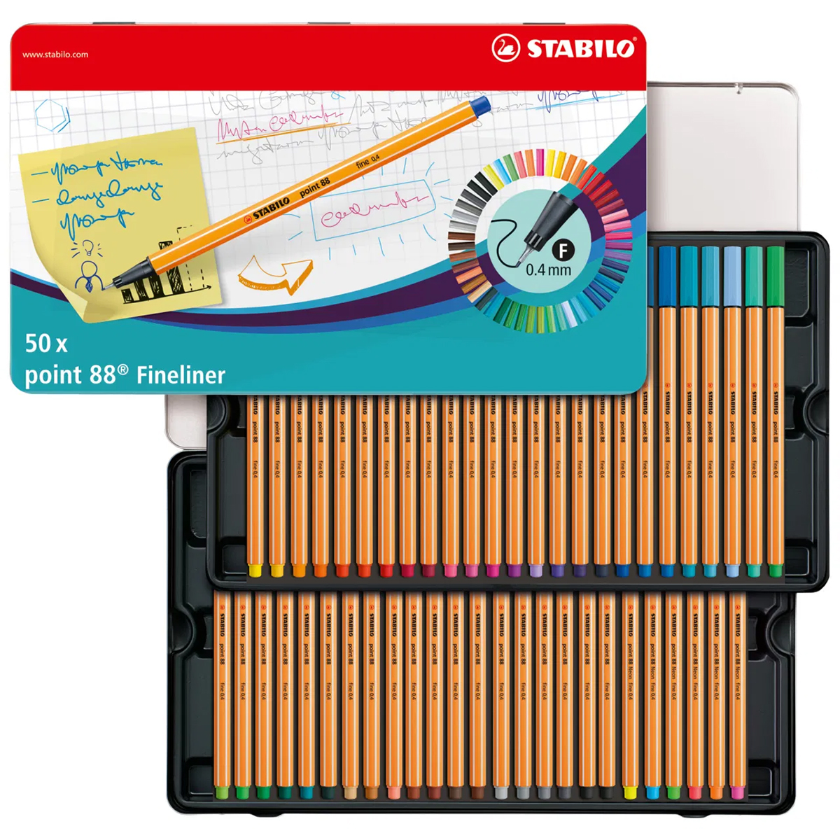 Stabilo "Fineliner Point 88" (0,4mm) - 50er Metalletui