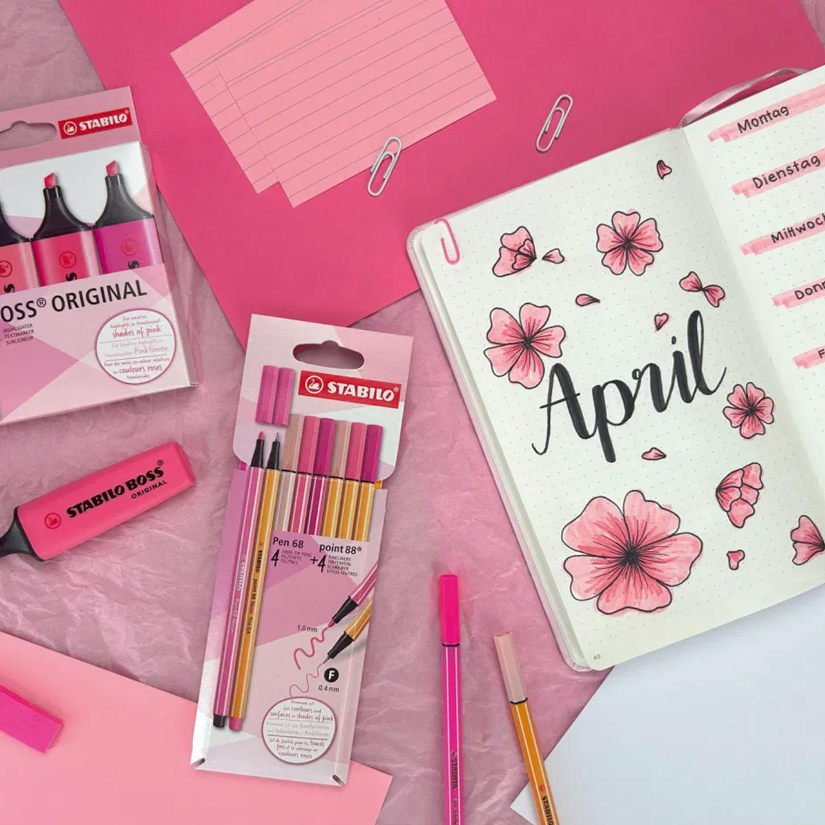 Stabilo "Premium-Filzstift Pen 68 & Point 88 Shades of Pink" (0,4-1,0mm) 8er Set