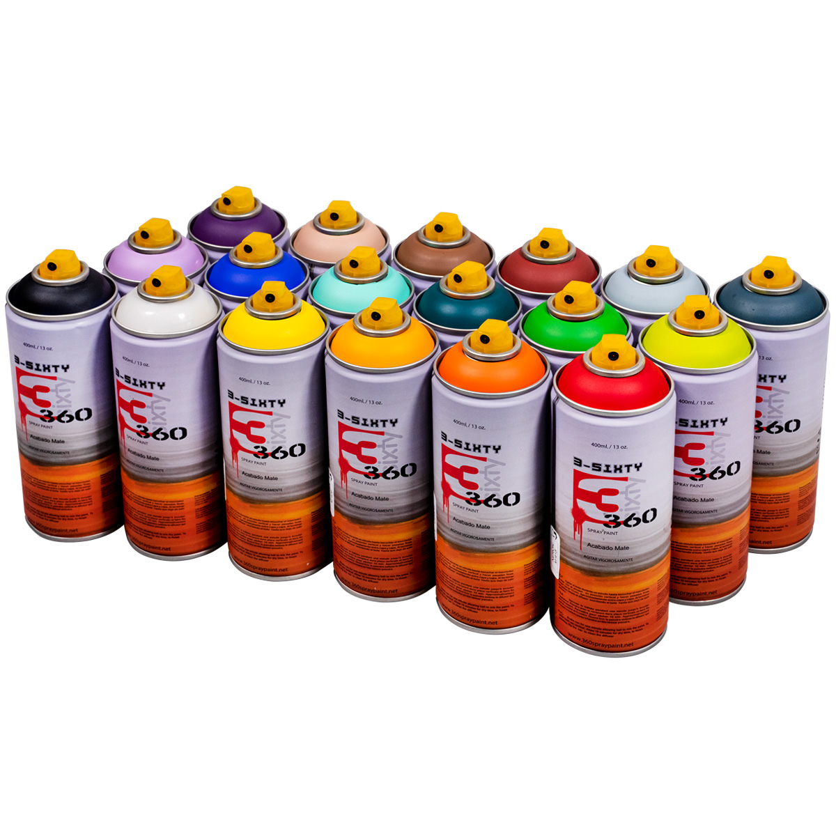 360 Spraypaint "Acabado Mate 18er Paint Box - Mixed Tones" (18x400ml)
