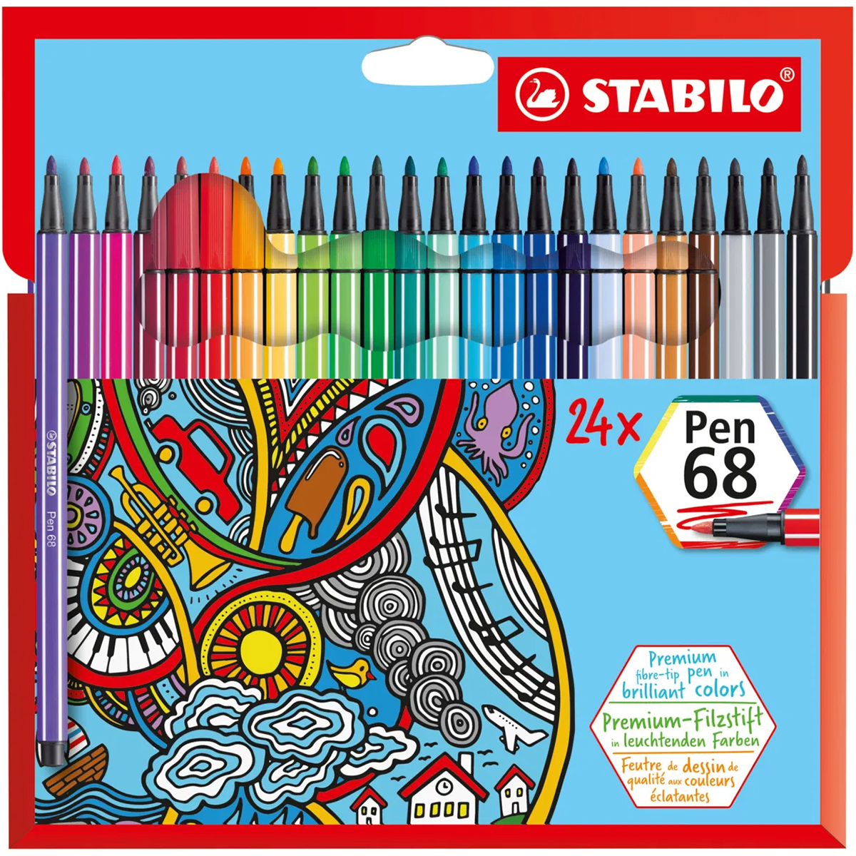 Stabilo "Premium-Filzstift Pen 68" (1,0mm) - 24er Set
