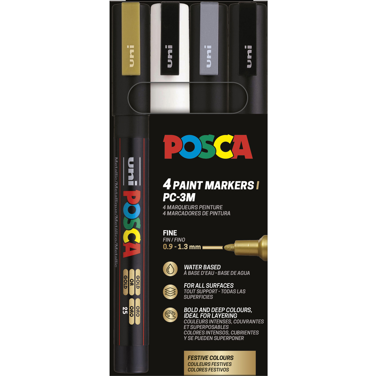 Uni Posca "PC-3M" Marker 4er Set (0,9-1,3mm) - Metallic